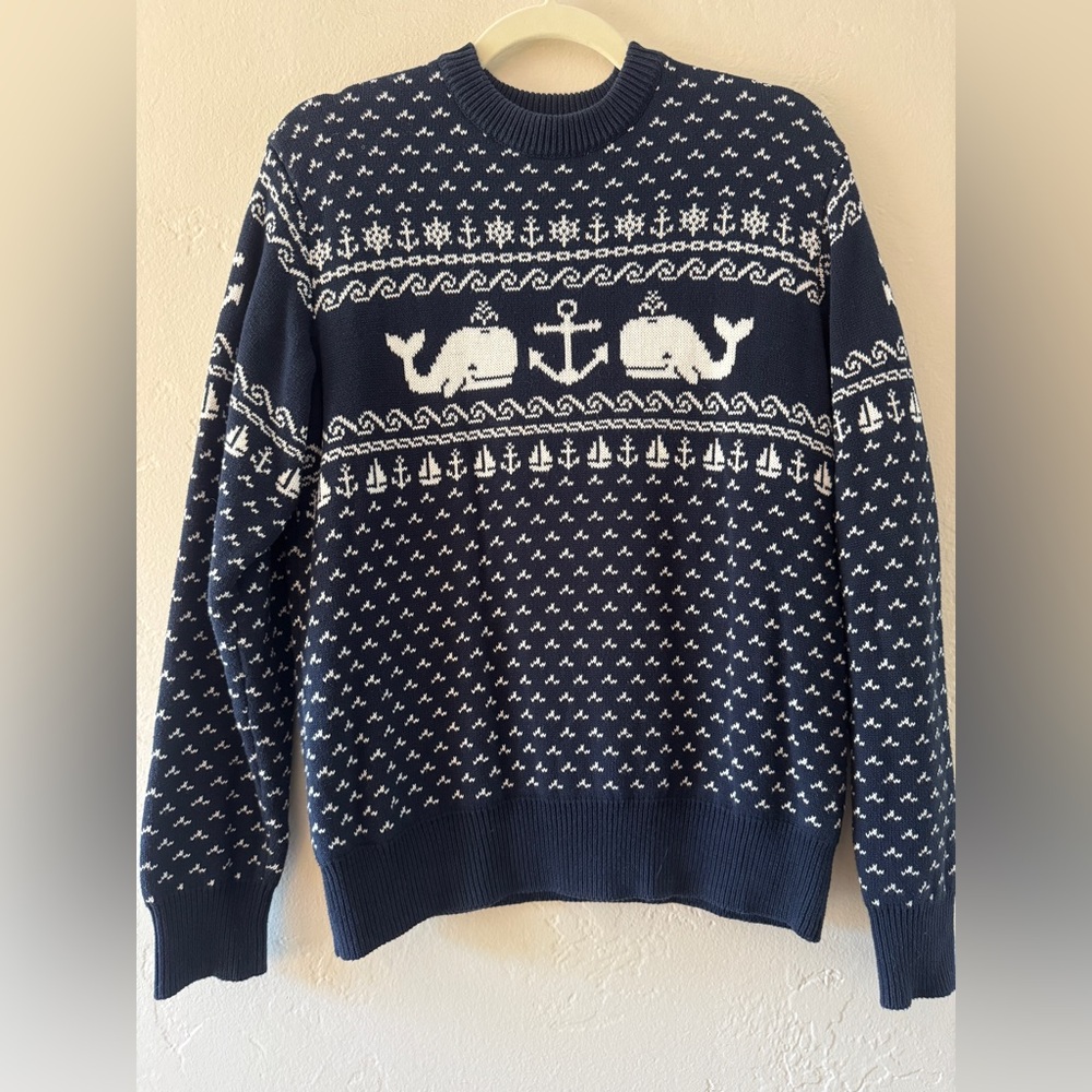 Kiel James Patrick | Navy and White | Whale | Nautical | Crewneck Sweater